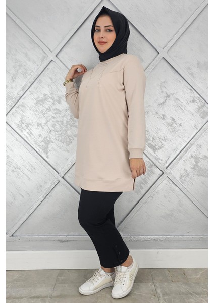 Kadın Taş Detaylı Tesettür Tunik