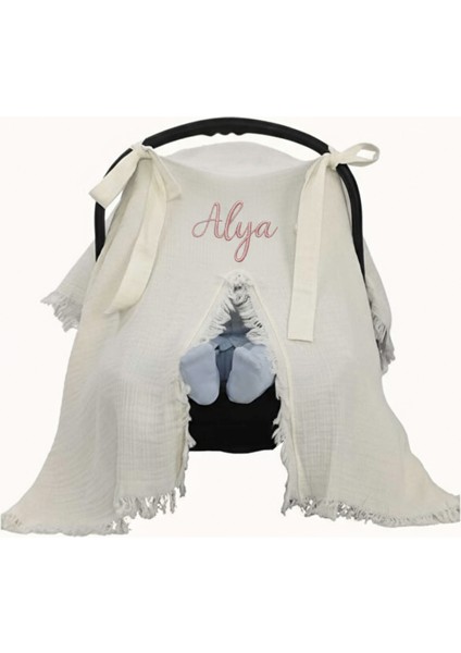 Dantelli Isme Özel 6 Parça Yenidoğan Set %100 Pamuk Tulum Battaniye Şapka Puset Örtü Yastık Eldiven