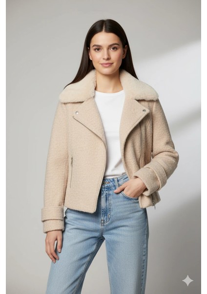 Kürklü Fermuar Çepli Ceket
