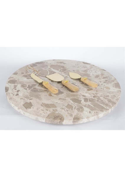 Krem Gold Mermer Peynir Sunum Seti 41CM