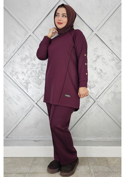 Kadın Kol Düğme Detaylı Tesettür Takım