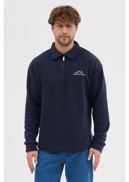 Erkek Tüylenme Yapmayan Soğuk Geçirmez Sweatshirt Lacivert