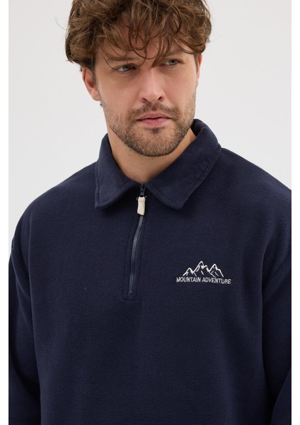 Erkek Tüylenme Yapmayan Soğuk Geçirmez Sweatshirt Lacivert fırsatları