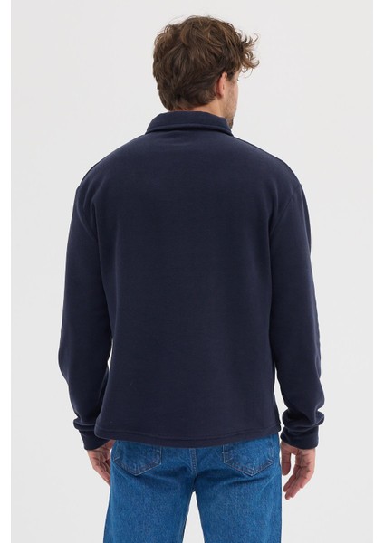 Erkek Tüylenme Yapmayan Soğuk Geçirmez Sweatshirt Lacivert indirimleri