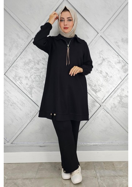 Kadın Düğme Detaylı Tesettür Takım modelleri