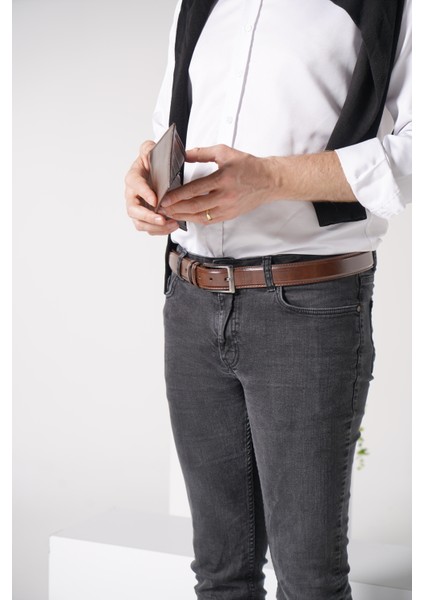 Erkek 4 cm Klasik Kahverengi Kemer modelleri