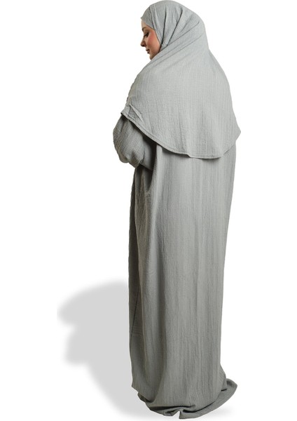 Gri Iki Parça Namaz Elbisesi Dokuma Kendinden Desenli 2502_15 fırsatları