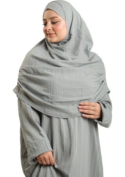 Gri Iki Parça Namaz Elbisesi Dokuma Kendinden Desenli 2502_15 indirimleri