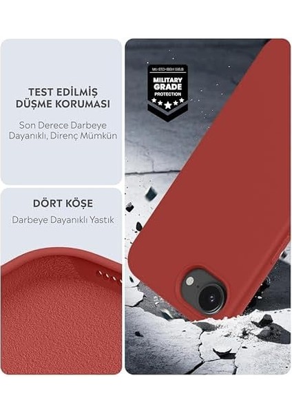 Kılıf Ince Sıvı Silikon 3 Katmanlı Tam Kaplamalı Yumuşak Jel Kauçuk Kılıf Kapak, Sönük Kırmızı (16E 24) modelleri