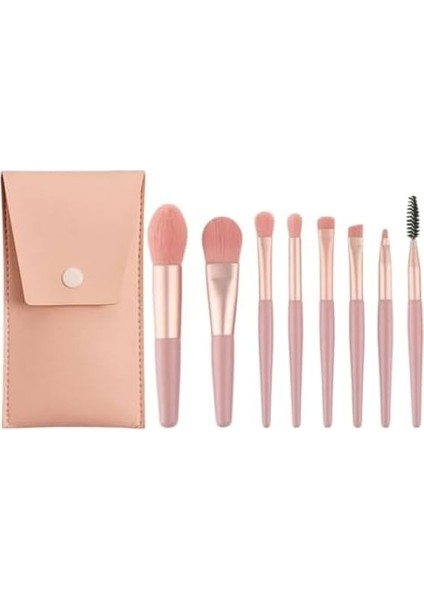 8'li Profesyonel Makyaj Fırça Seti, Rose Gold, Seyahat Çantalı, Göz ve Yüz Makyajı Için fiyatları