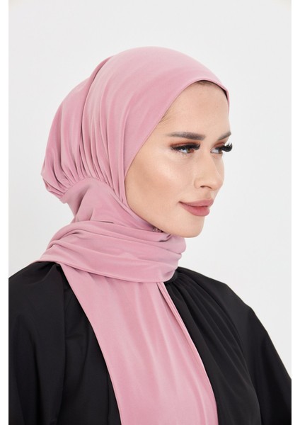 Pudra Pratik Hazır Geçmeli Tesettür Bone Sandy Boyunluklu Çıtçıtlı 2505_06