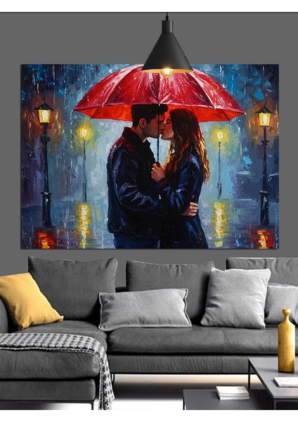Yağmurda Şemsiyeli Çift Dekoratif Kanvas - Mdf Ahşap Tablo modelleri