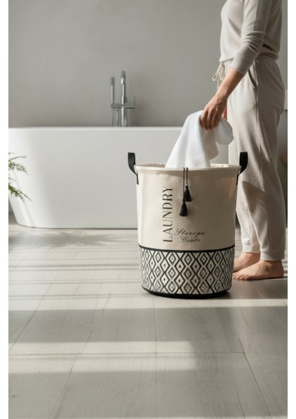 Büzgülü Çamaşır Sepeti – Bohem Alt Desenli, Üstü D fiyatları