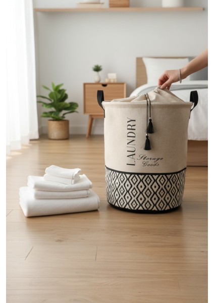 Büzgülü Çamaşır Sepeti – Bohem Alt Desenli, Üstü D modelleri