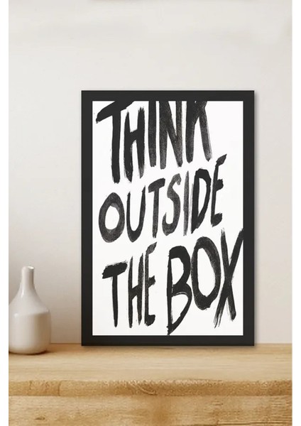 Think Outside The Box Yazılı Çerçeve Görünümlü Tasarım Mdf Tablo fiyatları