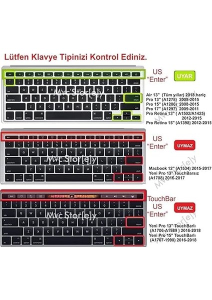 Macbook Klavye Air Pro Koruyucu (Us To Tr) (Eski Usb'li Model 2008-2017) ile Uyumlu Siyah fırsatları
