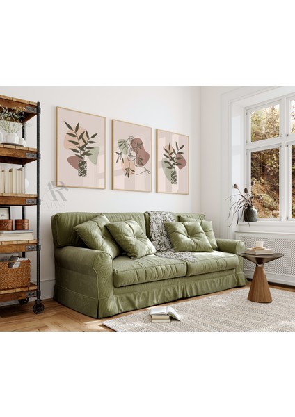 Doğanın Renkleriyle Soyut Anlar Çerçeve Görünümlü 3'lü Mdf Poster