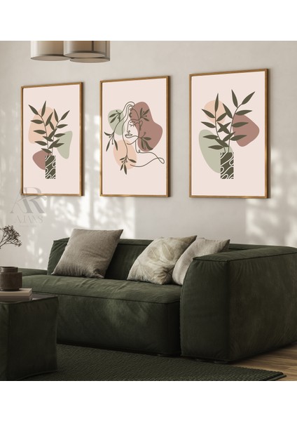 Doğanın Renkleriyle Soyut Anlar Çerçeve Görünümlü 3'lü Mdf Poster fiyatları