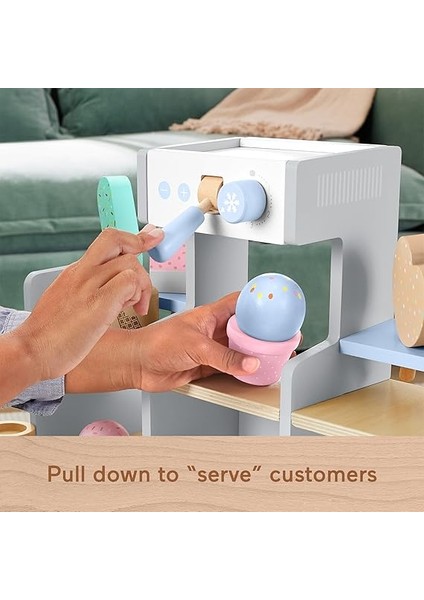 Ahşap Dondurma Dükkanı Okul Öncesi Çağdaki Çocuklar Için 18 Ahşap Parçadan Oluşan Fisher-Price Ahşap Dondurma Dükkanı Seti HXV21 fırsatları