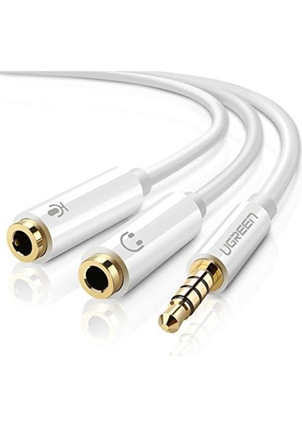 Mikrofon ve Kulaklık Ayırıcı 3.5 mm Y Kablo Beyaz modelleri
