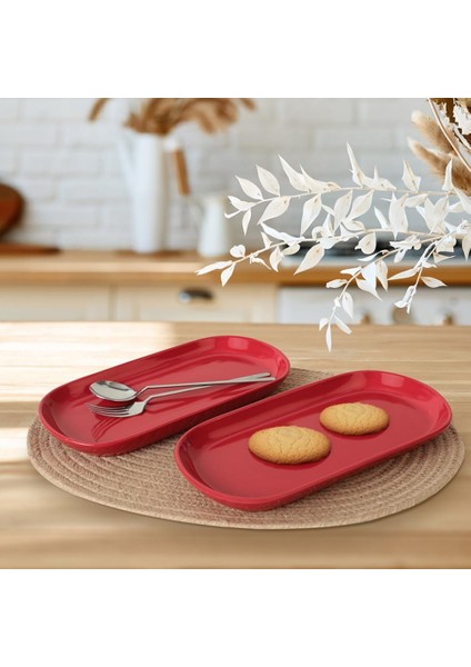 Kırmızı Noyan Kayık Tabak 2 Adet 28 cm 506