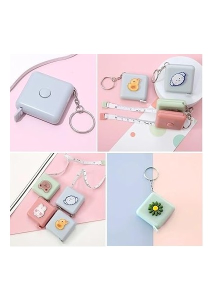 Sevimli Yumuşak Stickerli 150 cm Uzunluğunda Pratik Taşınabilir Çanta Boy Anahtarlıklı Mezura Metre modelleri