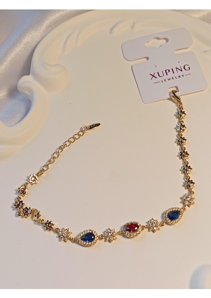 Kırmızı - Lacivert Zirkon Taşlı Vip Xuping Jewelry Bileklik