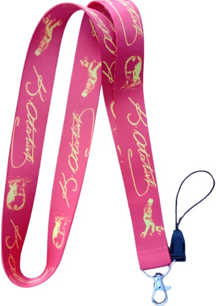 Kırmızı Sarı Atatürk Imzalı Boyun Askı Ipi ve Telefon Askısı + Kartlık