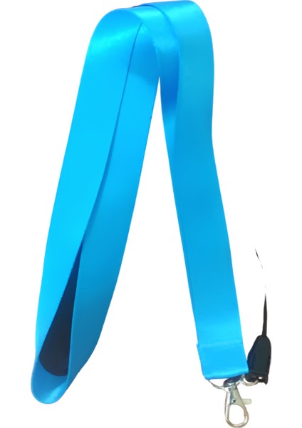 Açık Mavi Renk Boyun Askı Ipi ve Telefon Askısı + Kartlık