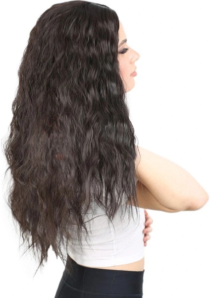Kabarık Dalgalı Uzun Fiber Sentetik Peruk - Kahverengi fiyatları