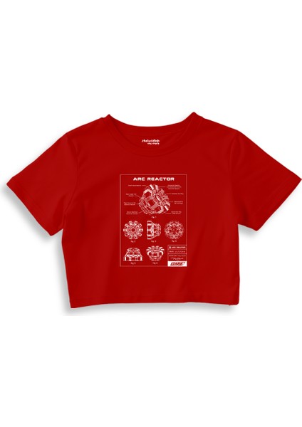 Arc Reactor Crop Tişört - Kırmızı