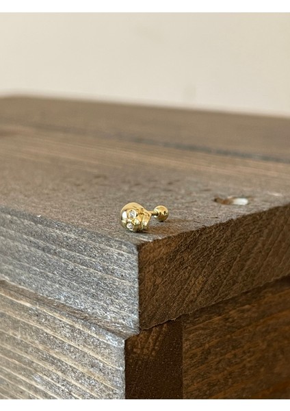 925 Ayar Gümüş Iskelet Taşlı Göz Kıkırdak Helix Tragus Piercingi Gümüş Piercingi