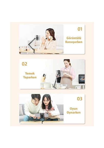 Mobile Teleskopik Masaüstü ve Yatak Bazası Için Telefon ve Tablet Tutucu Stand, Yükseklik ve Açı Ayarlı Tablet Tutucu fiyatları