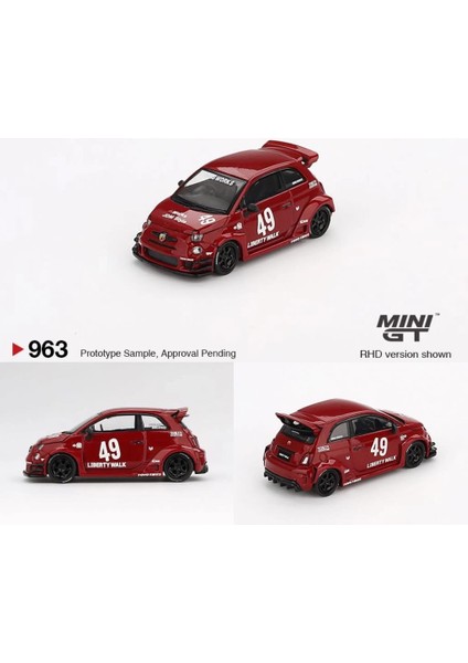 Bl 963 Lb-Works x Abas Works Abarth 595 Red Fiat 500 1/64 Model Araba