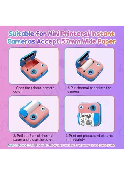20 Rulo Kağıt 57 mm x 25 Mm, Çocuk Kamerası Için Kağıt, Baskı Kağıdı, Anında Baskı Için Yedek Baskı Kağıdı, Rulo, Çocuk Kamerası Için, Mini Yazıcı Için Yazıcı Kağıdı fiyatları