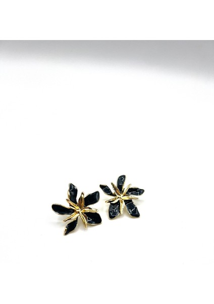 Siyah Zerafet Çiçek Küpe fiyatları