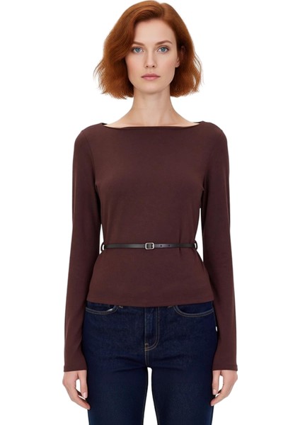 Kadın Uzun Kollu Nervürlü Kayık Yaka Esnek Örme Kaliteli Şık Rahat Modern Zarif Günlük modelleri