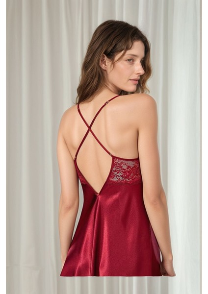 Kadın Bordo Saten Gelin 6'lı Çeyiz Seti Sabahlık & Gecelik & Pijama Şortlu Takım W8U6O1K0KKA modelleri