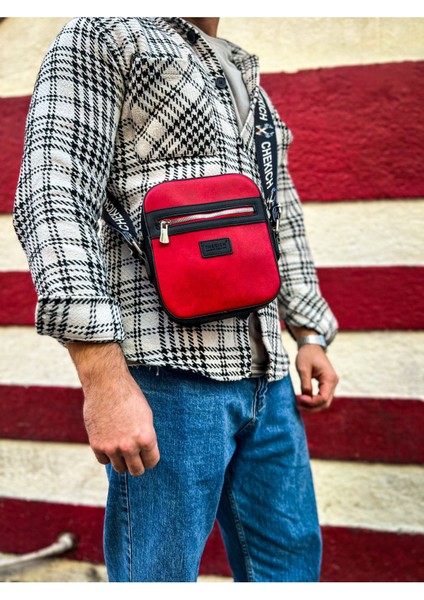 CH102 - Stealht Kare Erkek Çanta SIYAH - KIRMIZI