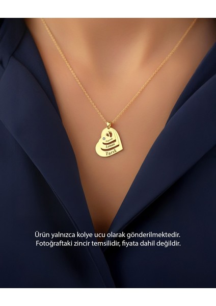 Üçlü Isimli Ayak Izi Kalpler 14 Ayar Altın Kolye Ucu modelleri