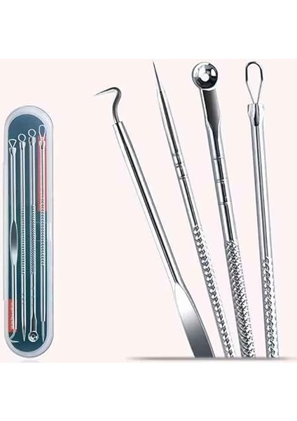 Hoala Hoala Akne ve Siyah Nokta Temizleyici Komedon Seti, 4 Parçalı Paslanmaz Kutulu Cilt Temizleme Seti, Yağ Bezesi, Siyah Nokta, Sivilce Giderici Cilt Aparatı modelleri