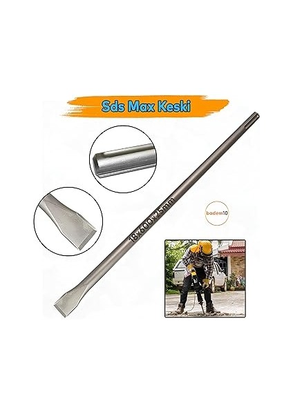 Max Şaftlı Keski 18 mm x 600 mm x 25 mm Hilti Ucu Beton Taş Kaya Kırıcı Kırma Adaptörü fırsatları