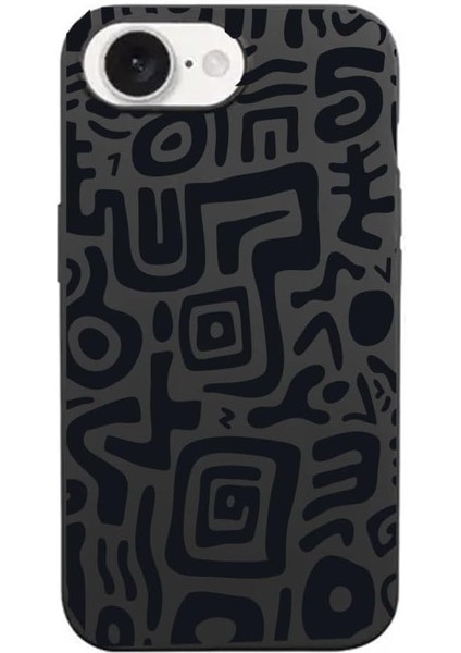 16E ile Uyumlu Desenli Siyah Telefon Kılıfı - Dayanıklı, ve Hafif Tasarım - Darbeye Dayanıklı Silikon Malzeme - Kamera ve Ekran Koruması (Labirent)