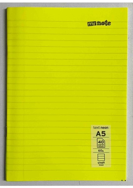 A5 40 Yaprak Çizgili Pp Kapak Dikişli Defter Sarı