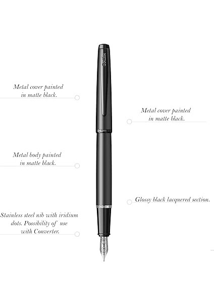 88712 Metropolis 78MB Kutulu Dolma Kalem, Mat Siyah fiyatları