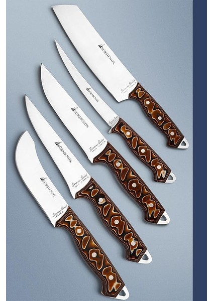 Serisi Mutfak Şef Bıçak Seti Et Ekmek Sebze Salata Fileto Bıçağı 5 Li Set Kahve (MFT-325)