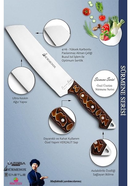 Serisi Mutfak Şef Bıçak Seti Et Ekmek Sebze Salata Fileto Bıçağı 5 Li Set Kahve (MFT-325) modelleri