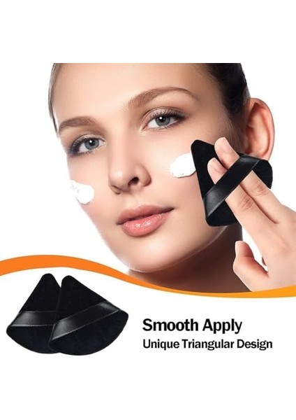 Xspring Pudra Pufu, 6 Parça Yüz Üçgen Makyaj Pufu, Yumuşak Yıkanabilir Velur Fondöten Pufu, Pudra ve Mineral Tozlar Için, Saklama Kutusu Hediyeli, Makyaj Aracı (Siyah)