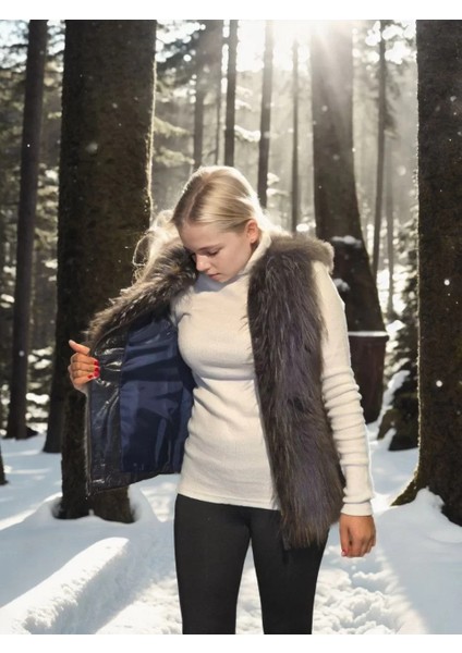 Kadın Kolsuz Fermuarlı Yelek - Siyah modelleri