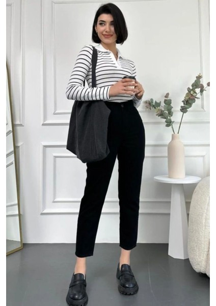 Tommy1 Zaha Dores Stager Jaxen Kadın Yüksek Bel Siyah Mam Jean Likralı Esnek Kot Pant. modelleri